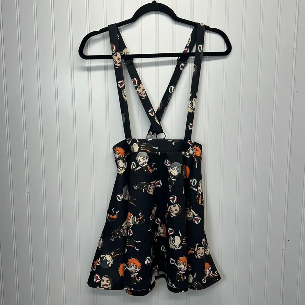Hot Topic Haikyu!! Suspender‎ Circle Skirt Size M Black